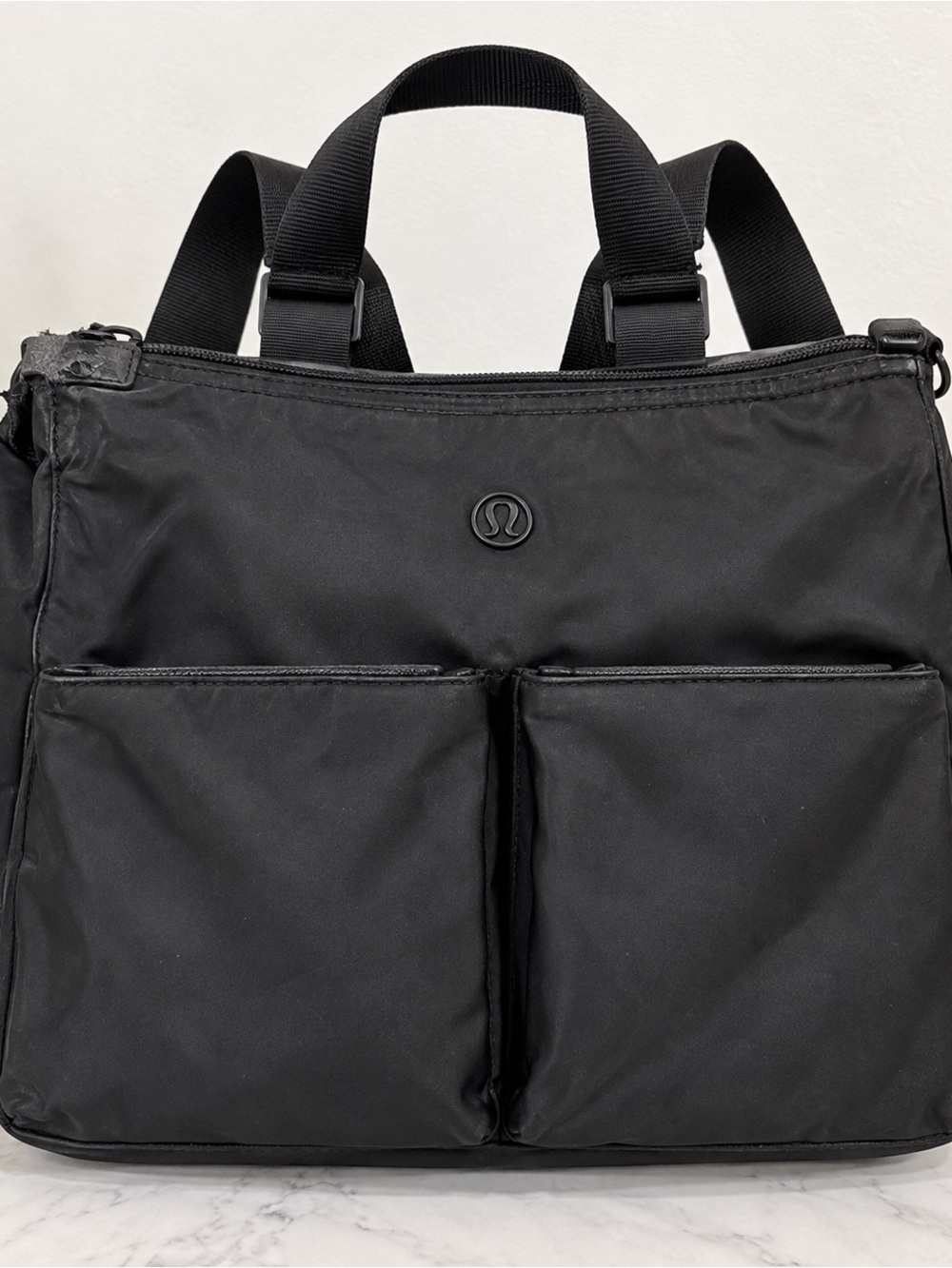 lululemon athletica Black Nylon Convertible Backpack Tote